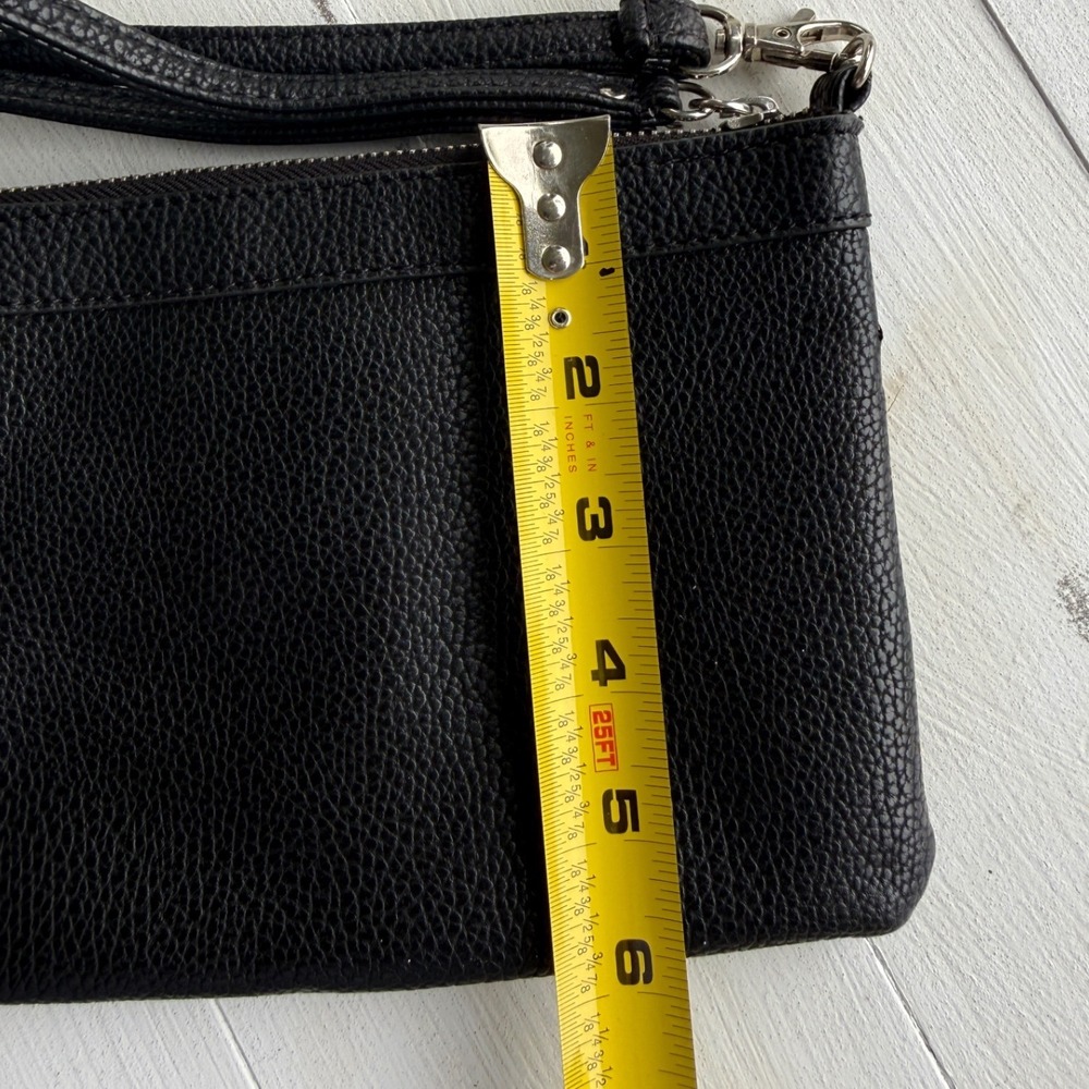 Prince & Fox Black Faux Leather Crossbody Wristlet Bag Detachable Straps - Picture 3 of 10